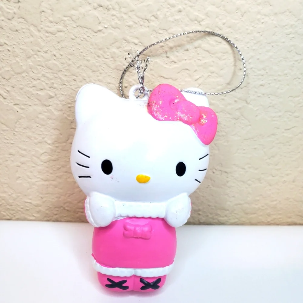 Rare 2012 Hello Kitty Sanrio Christmas Ornament  Pink Dress & Pink Bow~3.5